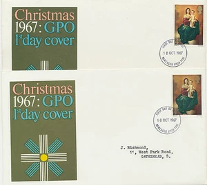 GB „NEWCASTLE UPON TYNE“ two superb FDI strikes (18 OCT 1967) on 2 superb FDCs - Picture 1 of 7