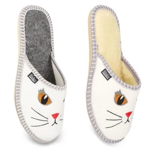 Hausschuhe Damen Filz Katzen Motiv un-/ gefüttert Gr. 36-43 Pantoffeln filsko