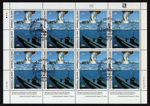 MARSHALL ISLANDS, SCOTT # 286-287, USED CTO SHEET USS REUBEN JAMES SUNK WWII - Picture 1 of 1