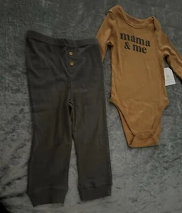 Neu mit Etikett Bio-Baumwolle Little Co Größe 24 Monate 2-teilig MAMA & ME langer Sl Body/Hose - Bild 1 von 6