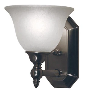 Brushed Nickel With White Feather Glass 1 Light Bath/Wall Sconce - Picture 1 of 1