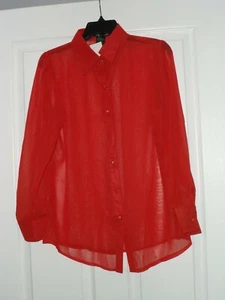 *SIMPLY IRRESISTIBLE BLOUSE COVER-UP TOP SIZE S ORANGE SPARKLY SHEER NWT - Picture 1 of 1