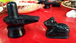 Piedra religiosa Shivling y Nandi Ji (negro, pequeño) Shivratri Señor Shiva Puja - Imagen 1 de 5
