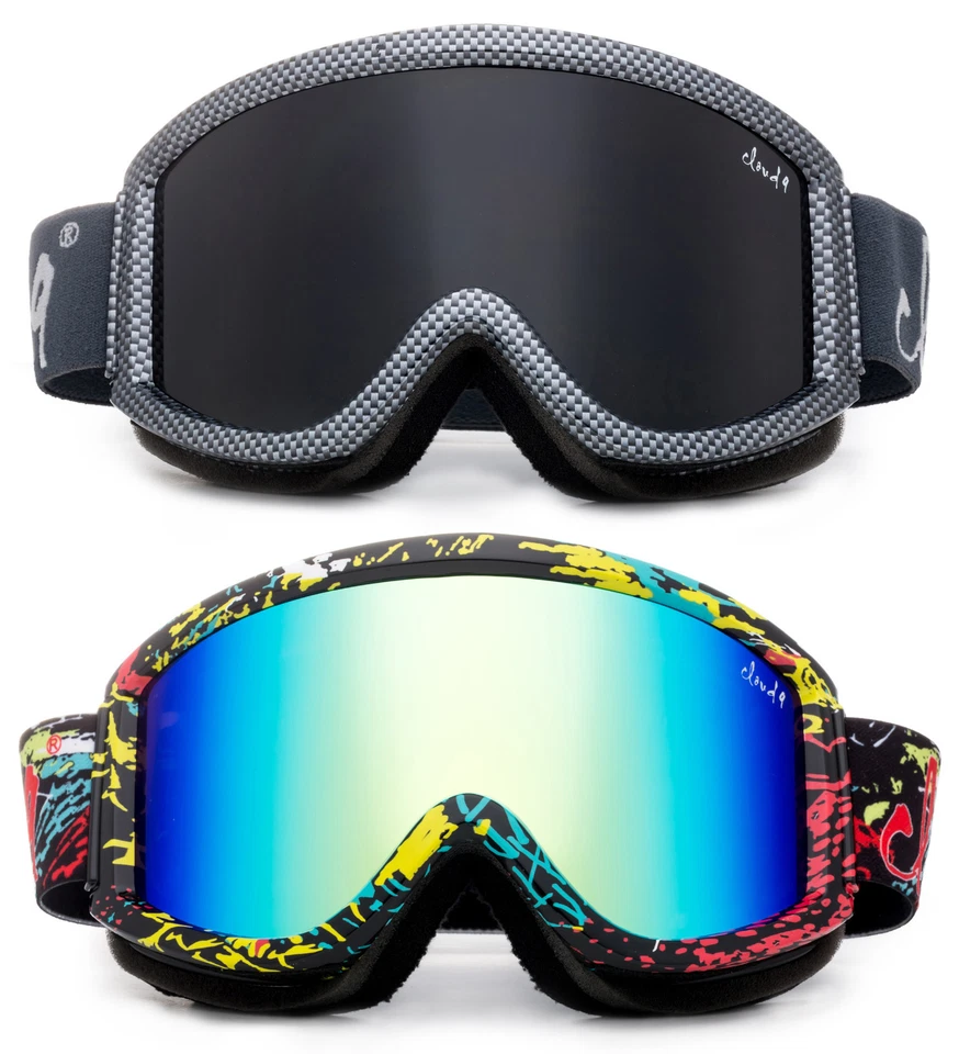 CLOUD 9 New Ski Snowboarding Goggles Anti Fog Dual Lens Three Layers Foam UV Protection
