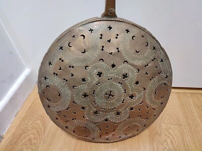 Ancienne Bassinoire chaufferette en cuivre + Manche fer forgé XXe siècle - Photo 1/4