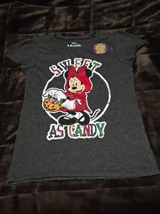 Disney Minnie Mouse GLOW IN THE DARK Halloween Shirt L-10/12 Sweet as Candy - Picture 1 of 2