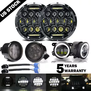 Faro LED de 7"" con señal ámbar luz de giro de 4"" para Jeep Wrangler JK - Imagen 1 de 12