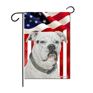 White Boxer Patriotic Garden Flag Double Sided 12" x 18" - Picture 1 of 1