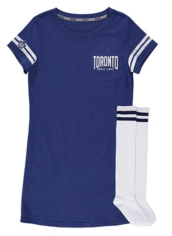 Women's Toronto Maple Leafs NHL Hockey Night Gown & Knee High Socks 2 Piece Set Cover