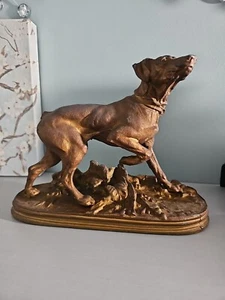 VINTAGE NICHOLAS MULLER & SONS CAST SPELTER POINTER HUNTING DOG SCULPTURE NO 889 - Picture 1 of 9