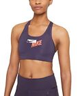 Nike Women's Logo Racerback Medium Impact Sports Bra Dark Raisin/, X-Small