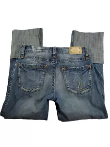 Baby Phat Capri Size 3 Womens Blue Cuffed Mid Rise Belted Bottoms - Picture 1 of 4
