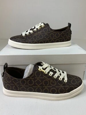 Calvin Klein Mujer Michaela Zapatilla Baja Marrón Monograma Zapatos con Cordones Talla 7.5M Foto 1 de 4