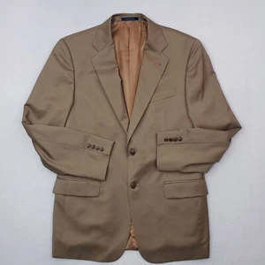 Joseph Abboud Suit Jacket Mens 40R Khaki Tan Loro Piana Wool 2 Button Blazer 120 - Picture 1 of 22