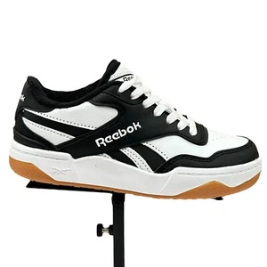 Reebok Court Drift Youth Boy's Casual Sneakers Size 2Y Black/White Lace up Shoes - Picture 1 of 12
