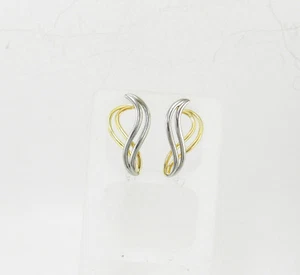BELLISSIMI ORECCHINI A CERCHIO MODERNI IN ORO GIALLO E BIANCO 14K NUOVI CON SCATOLA # J107 - Foto 1 di 5