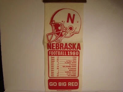 Hanging Pennant Nebraska Football 1980 19 x 8 Inches White - Image 1 of 4