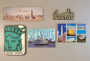 Eastern U.S. Frig Magnets. Set Of 5. Small Wear. See Photos - Picture 1 of 7