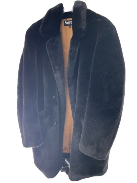 Supreme Black Coats, Faux Fur Outer Shell Jackets for Men for Sale