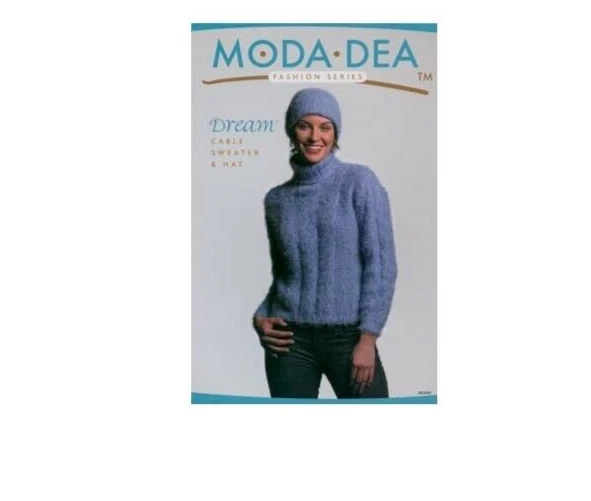 Knitting Moda Dea Dream Cable Sweater & Hat Pattern Fashion Series J18.0100 USA - Image 1 of 1