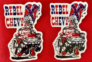 2-PACK REBEL CHEVY HOT ROD RAT FINK MOTORCYCLES TOOLS GUNS STICKERS - Picture 1 of 1