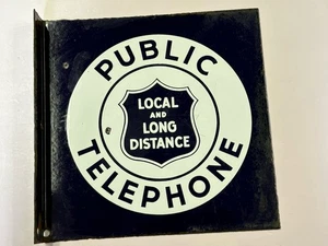VTG LOCAL & LONG DISTANCE PUBLIC TELEPHONE METAL SQUARE SIGN ~ 11” X 11” ~ READ - Picture 1 of 16
