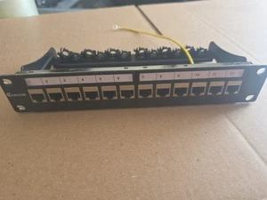 ENMANE 12 Port Patch Panel 10 inch Cat6A Inline Keystone, Feedthrough Coupler - Picture 1 of 3