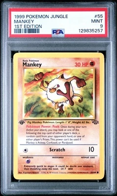 Mankey 1999 Pokemon Jungle 1st Edition 55/64 PSA MINT 9 - Image 1 of 3