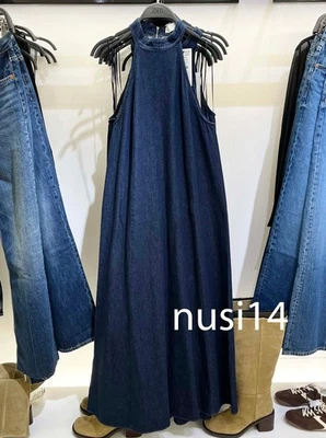 ZARA NEW WOMAN MAXI TRF HALTER DENIM DRESS NAVY BLUE XS-XXL 6929/287/401 - Image 1 of 2