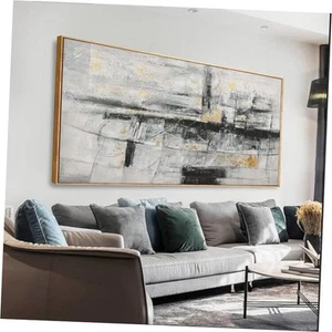 Abstract Wall Art Large Size Framed Home Artwork Decor Black And White Wall - Picture 1 of 7