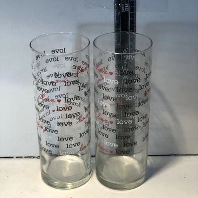 LIBBEY GLASS 9.5" VASE VALENTINES HEART LOVE 3.25" DIAMETER - Image 1 of 4