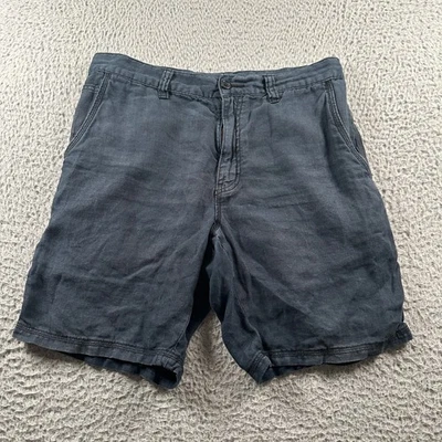 Pantalones Cortos John Varvatos Para Hombres de Lino 34 Azul Marino Informales Bolsillos Traseros con Solapa Playa Preppy Foto 1 de 4