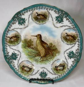 ATQ CT Carl Tielsch Germany Woodcock Game Birds Hand Painted Gilded 8.75” Plate - Picture 1 of 20