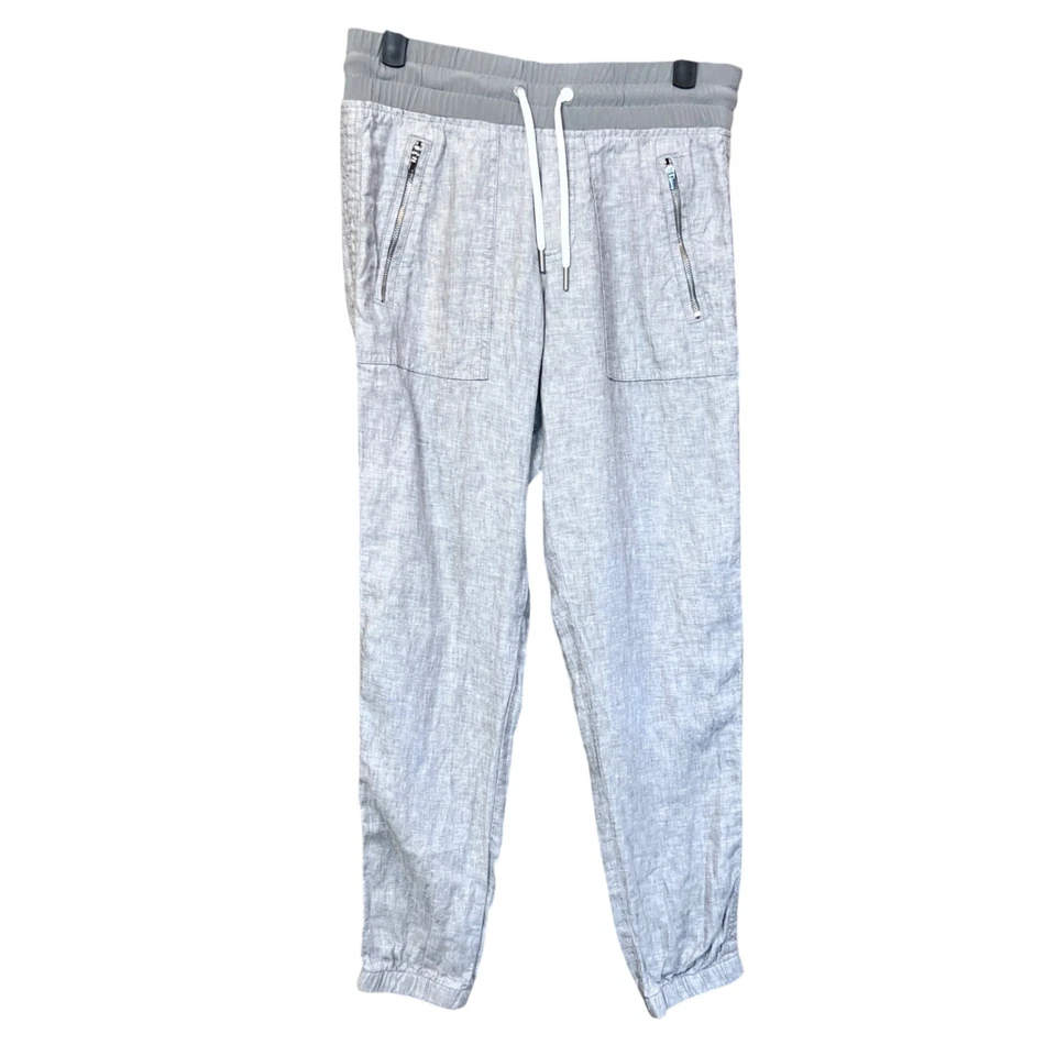 Pantalones de chándal de lino Athleta con cordón en la cintura bolsillos con cremallera para mujer talla 0 gris Foto 1 de 4
