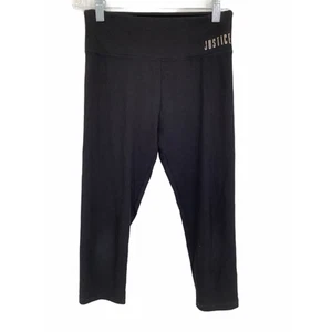 Justice Girl’s Solid Black Cropped Graphic Leggings Kid’s Youth - Picture 1 of 5