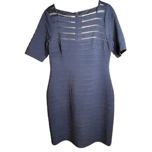 Adrianna Papell marineblaues Stufenkleid Damengröße 10 kurze Ärmel, komplett gefüttert - Bild 1 von 8