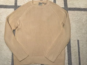 Suéter para hombre TIMBERLAND 100 % algodón crema pesado cuello redondo talla: grande - Imagen 1 de 9