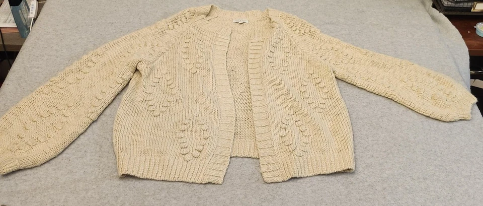 Cardigã feminino Lucky Brand suéter médio creme bobble robusto malha frontal aberta - Imagem 1 de 4