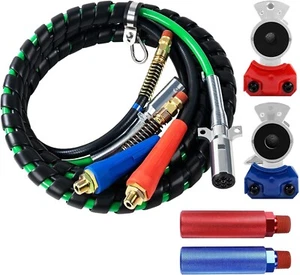15ft 3 in 1 ABS & Power Air Line Hose Kit Airline Air Hose Wrap 7 Way Electrical - Picture 1 of 8