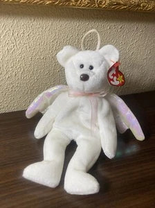 TY Beanie Baby 1998 HALO Angel Bear with Brown Nose & Tag Error - Picture 1 of 10