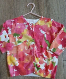 Janie And Jack Impressions Of Spring Girls Watercolor Cardigan Sweater 6-12  - Picture 1 of 2