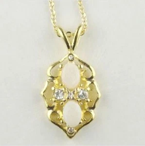COLLAR DOBLE EN ORO AMARILO ELECTRO PLATEADO CON GENUINO ÓPALO Y SWAROVSKI - Imagen 1 de 1