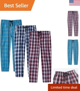Men's Lightweight Pajama Bottoms - Soft Cotton Sleepwear Pants with Drawstring - Picture 1 of 9