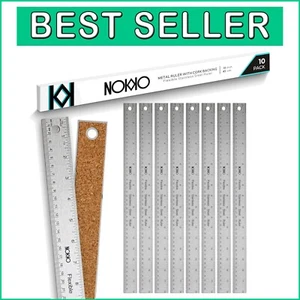 Precision 18-Inch Stainless Steel Ruler with Non-Slip Cork Backing - Set of 10 - Picture 1 of 10
