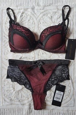 NWT Pleasure State Elysia Bra Size 12A / 34A Thong Size LGE - Bild 1 von 4
