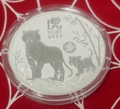 2022 Australia LUNAR YEAR OF THE TIGER 🐯1 Oz. Silver Coin with 🐲 Dragon Privy - Image 1 of 4