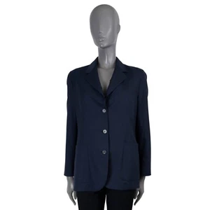 70399 auth THE ROW navy blue SUMMER WOOL Blazer Jacket 10 L - Picture 1 of 7
