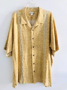 Camisa de seda con cuello abotonado manga 3/4 amarilla Bohio by IMP para hombre talla 2X - Imagen 1 de 8