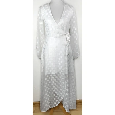 Vestido envolvente Guess XS verdadero blanco Bertha punteado manga larga X-pequeño nuevo Foto 1 de 4