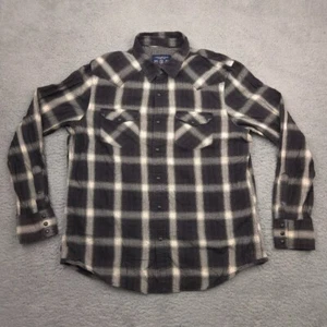 American Eagle Outfitters Men Flannel Button Up Shirt XL Black Gray Plaid Cotton - Picture 1 of 12